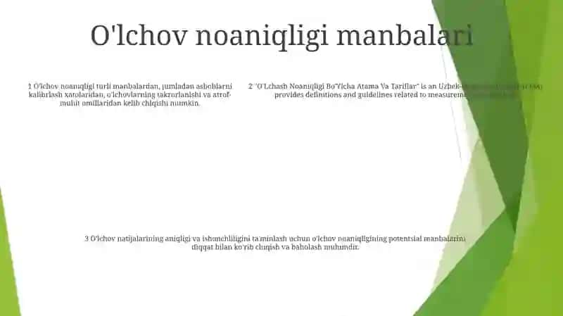 O'Lchash Noaniqligi Bo'Yicha Atama Va Tariflar 4