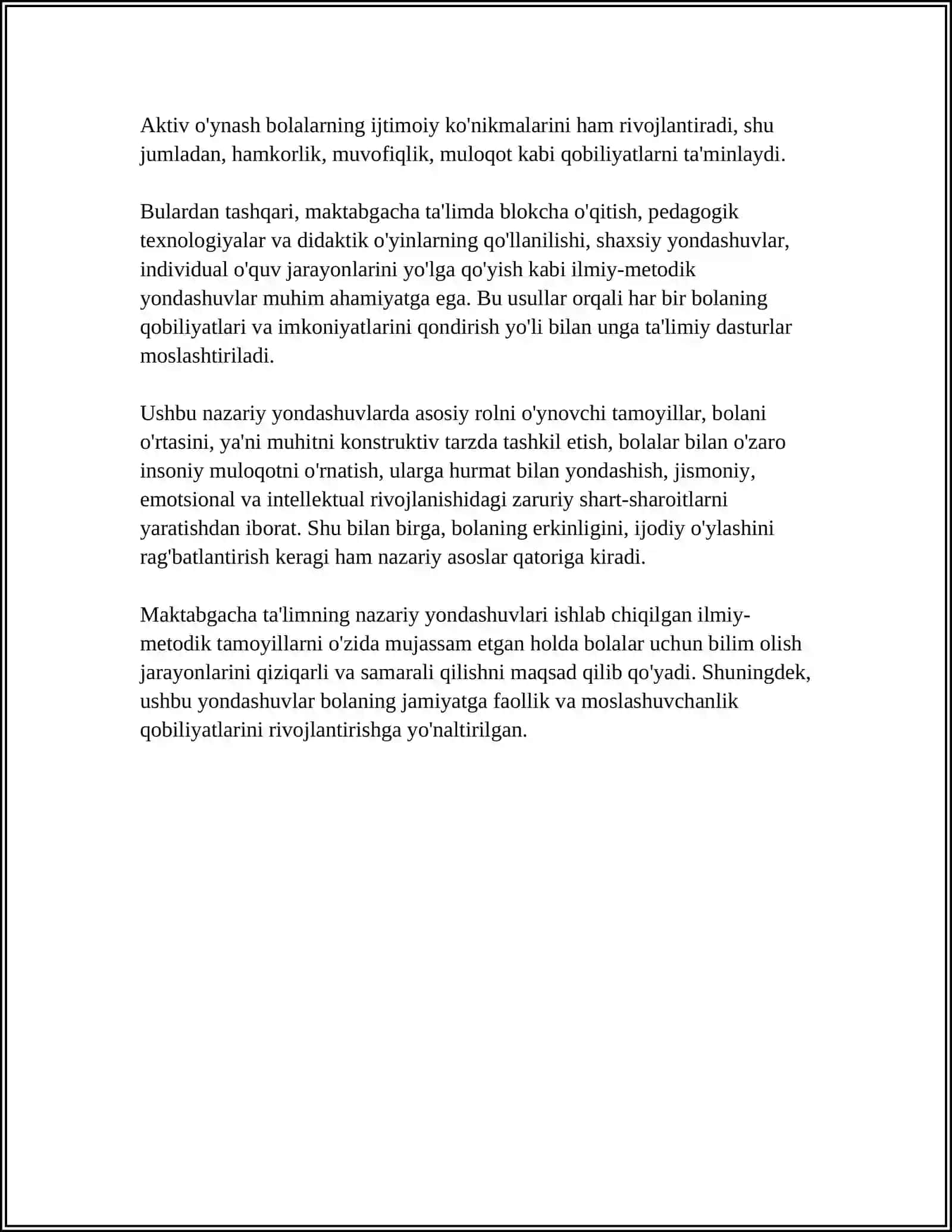 MAKTABGACHA TA'LIMNING ILMIY- METODIK ASOSLARI VA TAMOYILLARII TAHLIL QILISH 4
