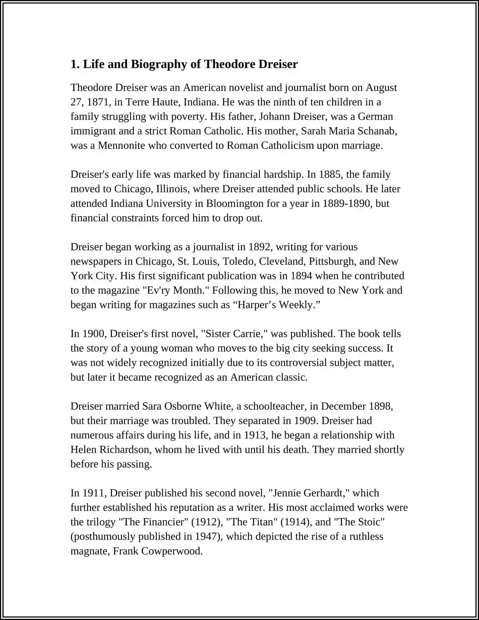 THEODORE DREISER 4