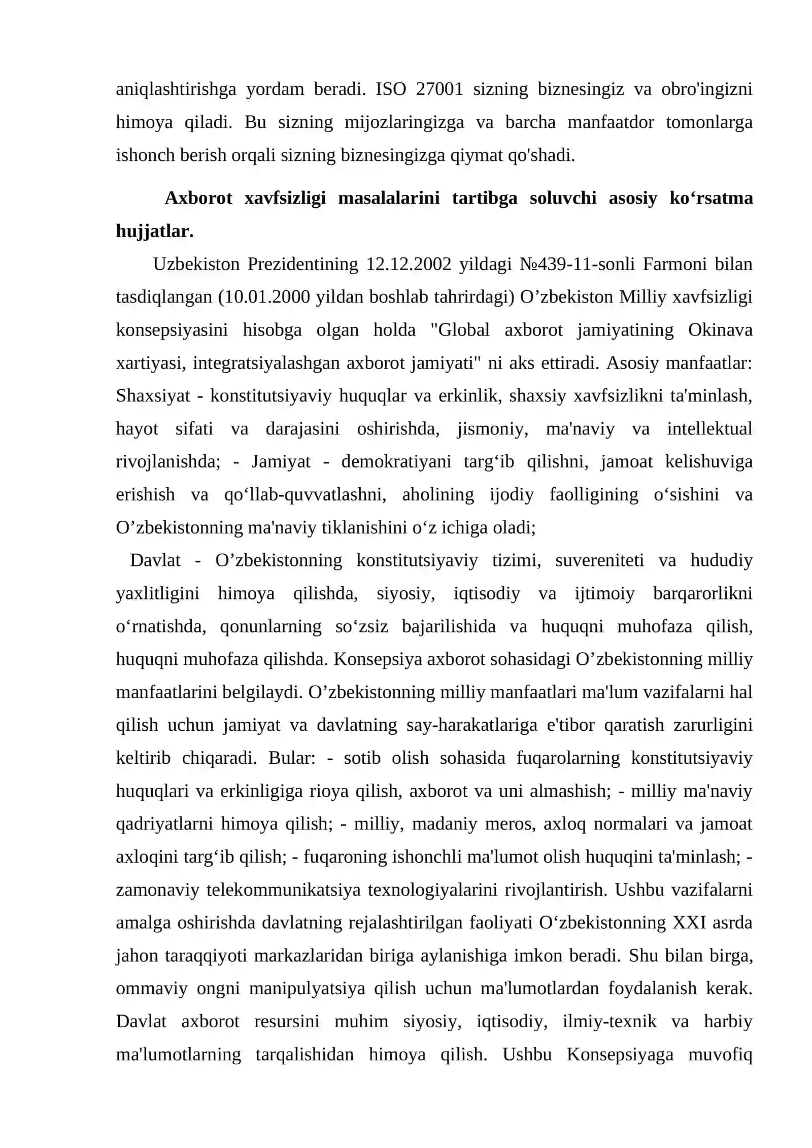 Tashkiliy axborotni muhofaza qilish. Xavfsizlik tizimlari 4