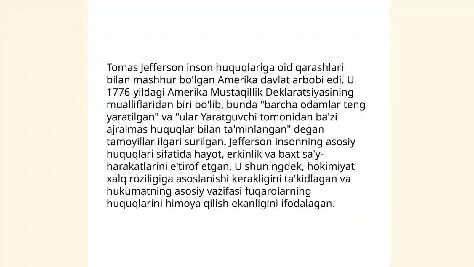 B.Franklin, T.Jefferson, A.Gamiltonning siyosiy qarashlari va Amerikada mustaqillik mafkurasi 4