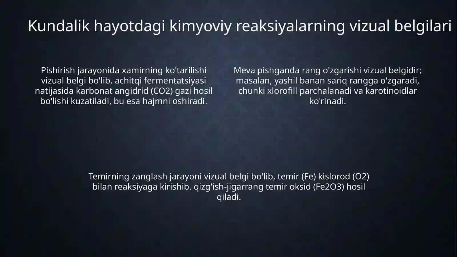 Uy sharoitida kimyoviy reaksiyalarni aniqlash 4
