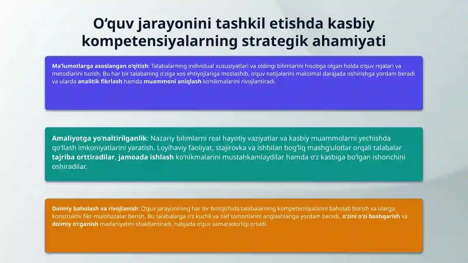 O’quv faoliyatini tashkil etishda kasbiy kompetensiyalarni 4