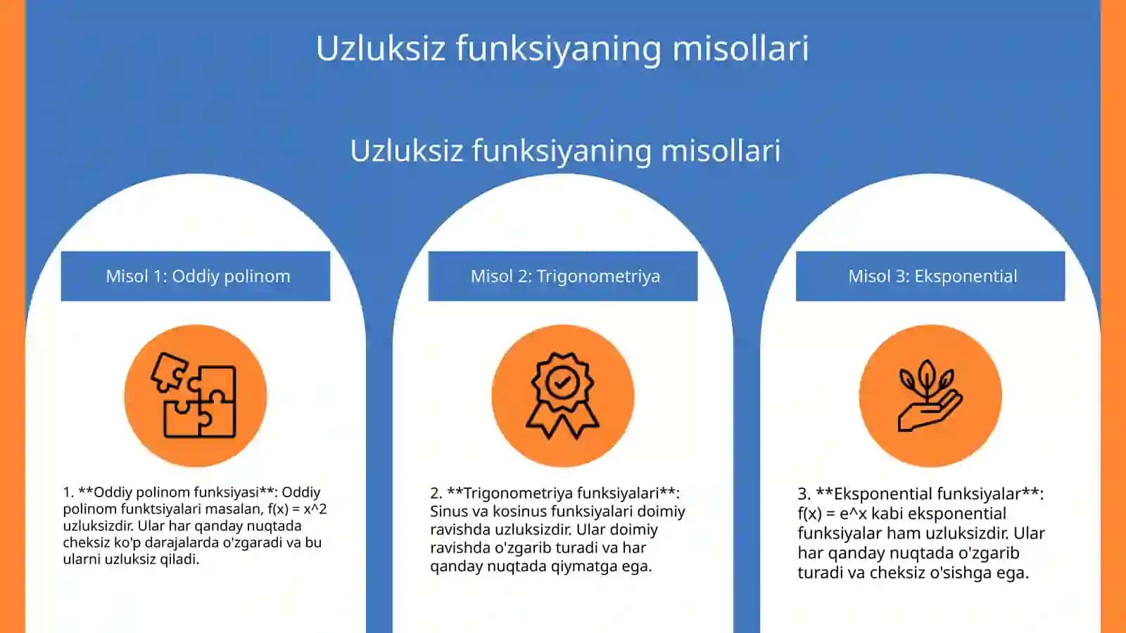Funksiyaning nuqtada uzluksizligining taʼriflari, bir tomonli uzluksizlik. Monoton funksiyaning uzluksizlik sharti 4