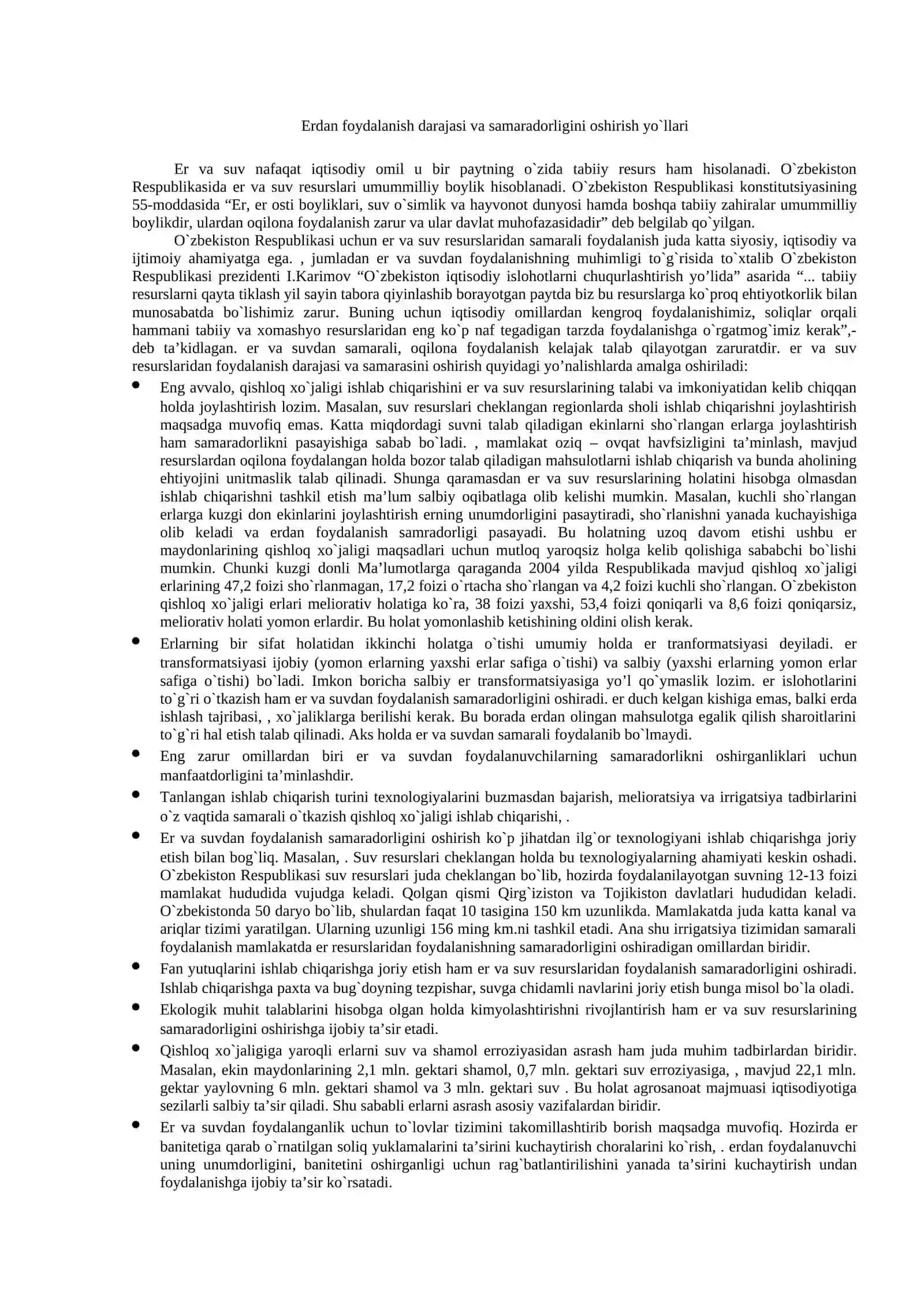 Qishloq xo`jaligi er fondi va undan foydalanish 4