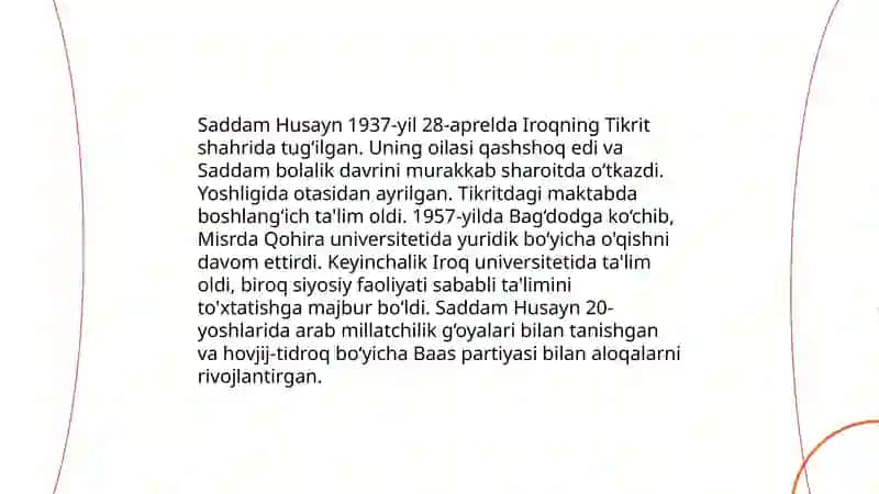 Saddam Husaynning tug'ilishi va oilasi 4