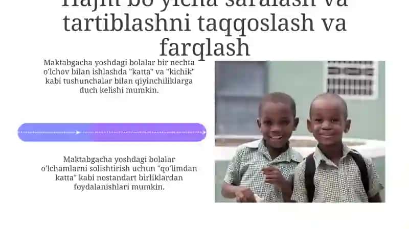 Bolalar bosqichi o'lchamni idrok etish 4