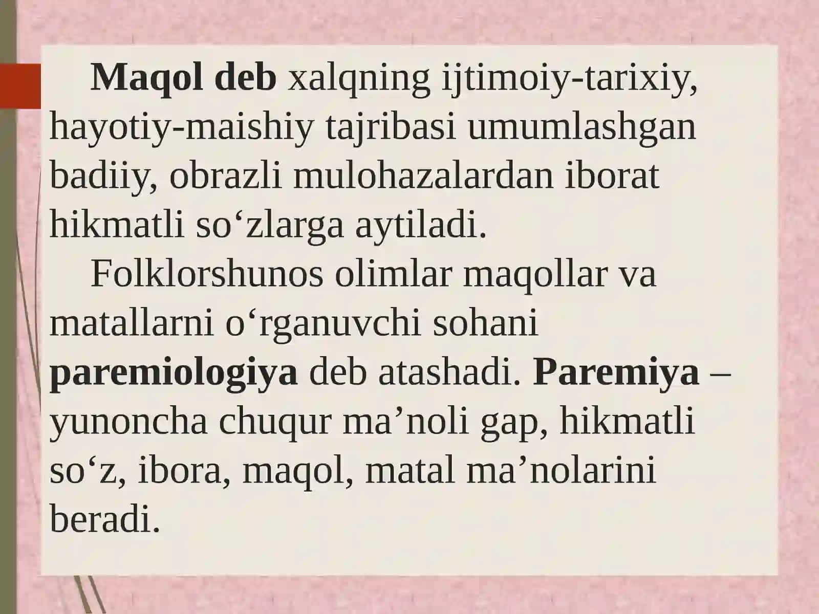 Xalq maqollari va topishmoqlar. Latifa, lof va askiya janrlarining o‘ziga xos xususiyatlari 4