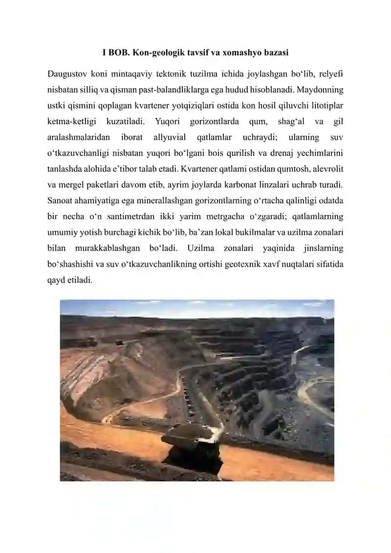 Daugustov konining texnologik jarayonlari va qazib olish tizimi 4