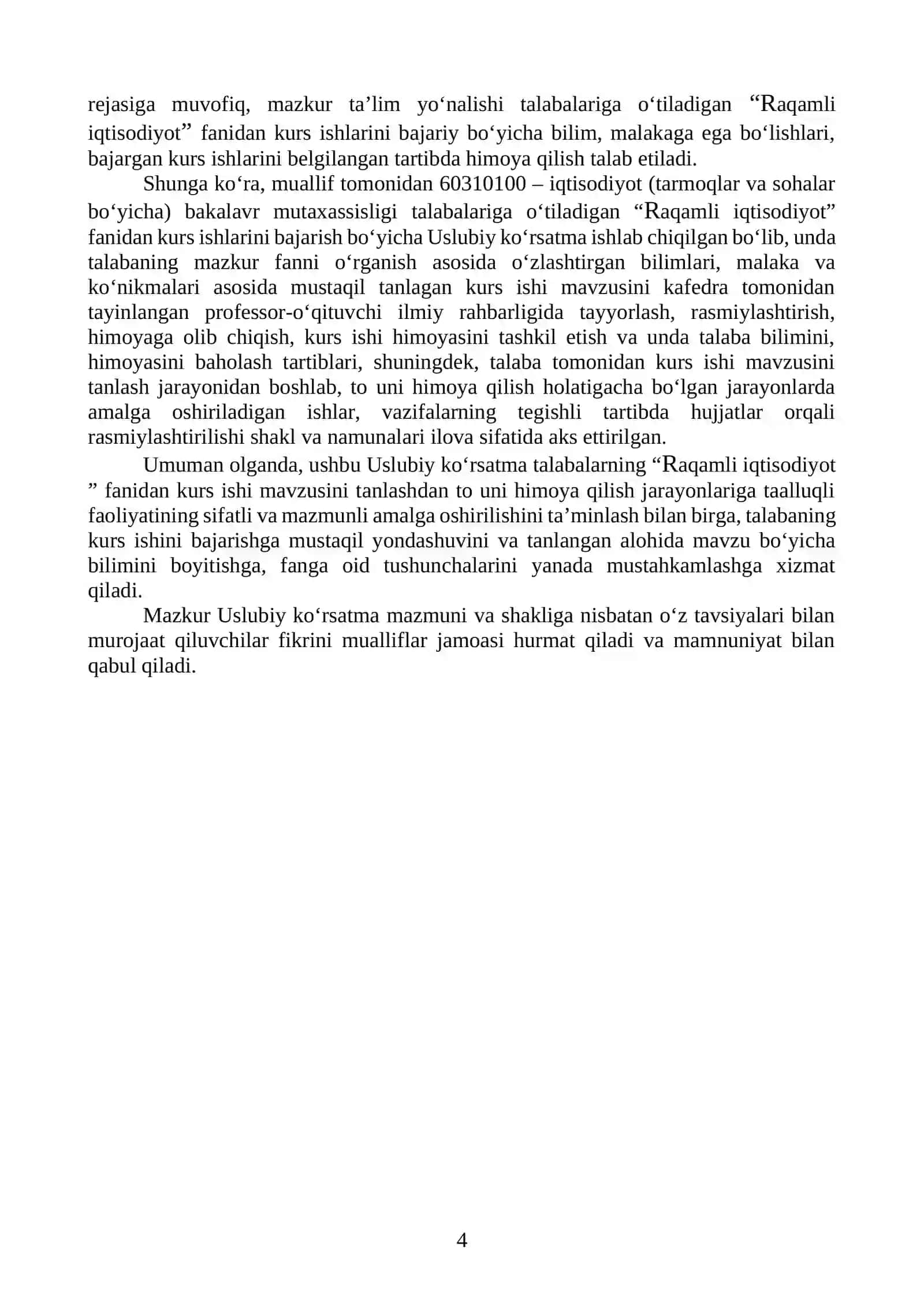 RAQAMLI IQTISODIYOT 4