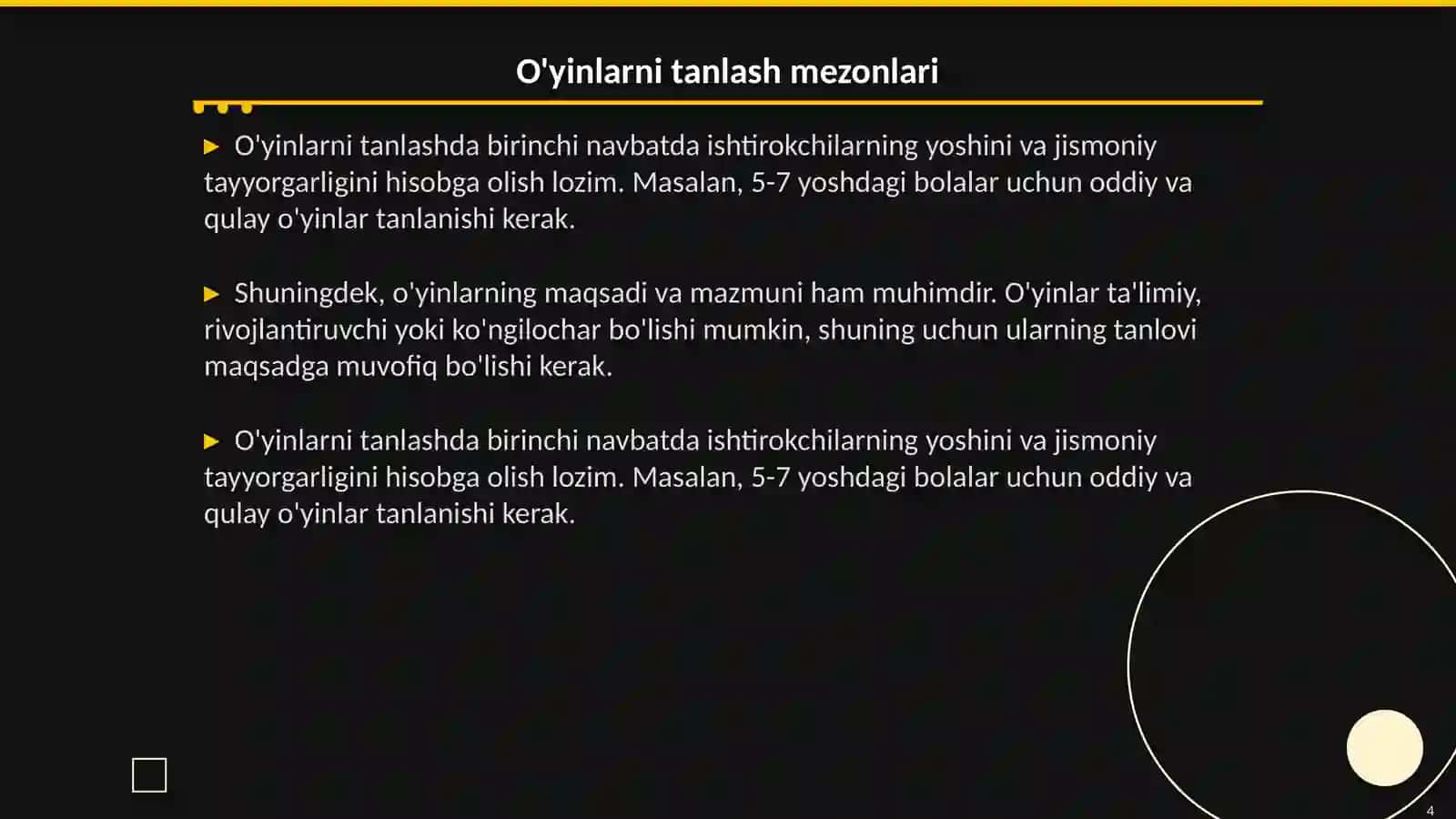 Harakatli o'yinlarni tashkil etish va o'tkazish metodikasi 4
