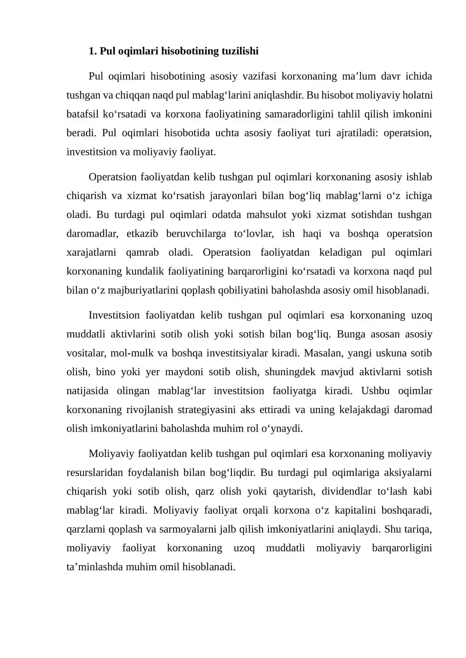Pul Oqimlari Hisobotining Iqtisodiy Ahamiyati 4