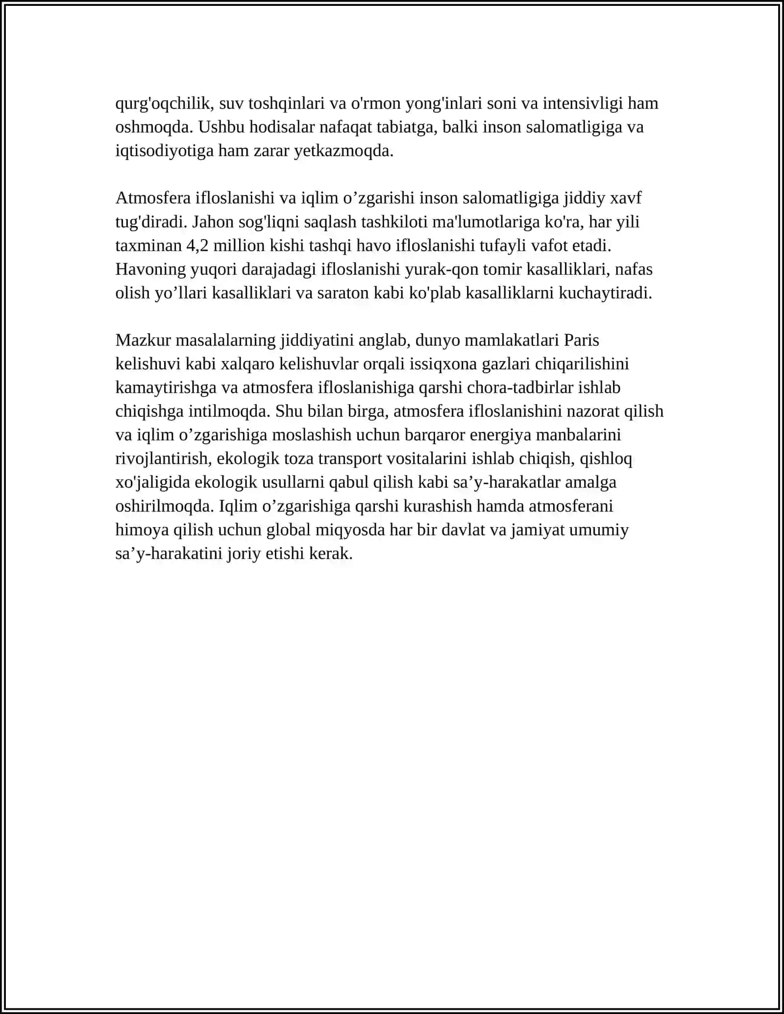 INSON FAOLIYATINING TABIATGA TA’SIRI VA TABIATNING JAVOBI 4