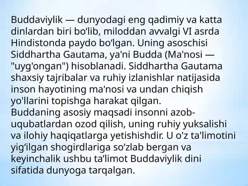 Buddaviylik dini tarixi va asosiy g'oyalari 4