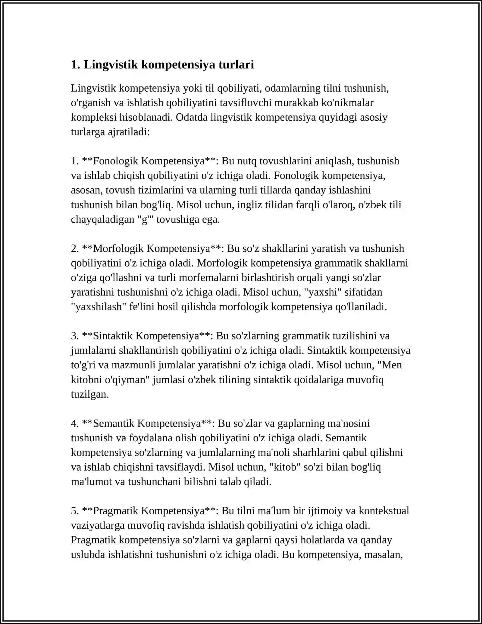 LINGVISTIK KOMPITENSIYA. NUTQNING IMLO VA TALAFFUZ MEYYORLARI 4