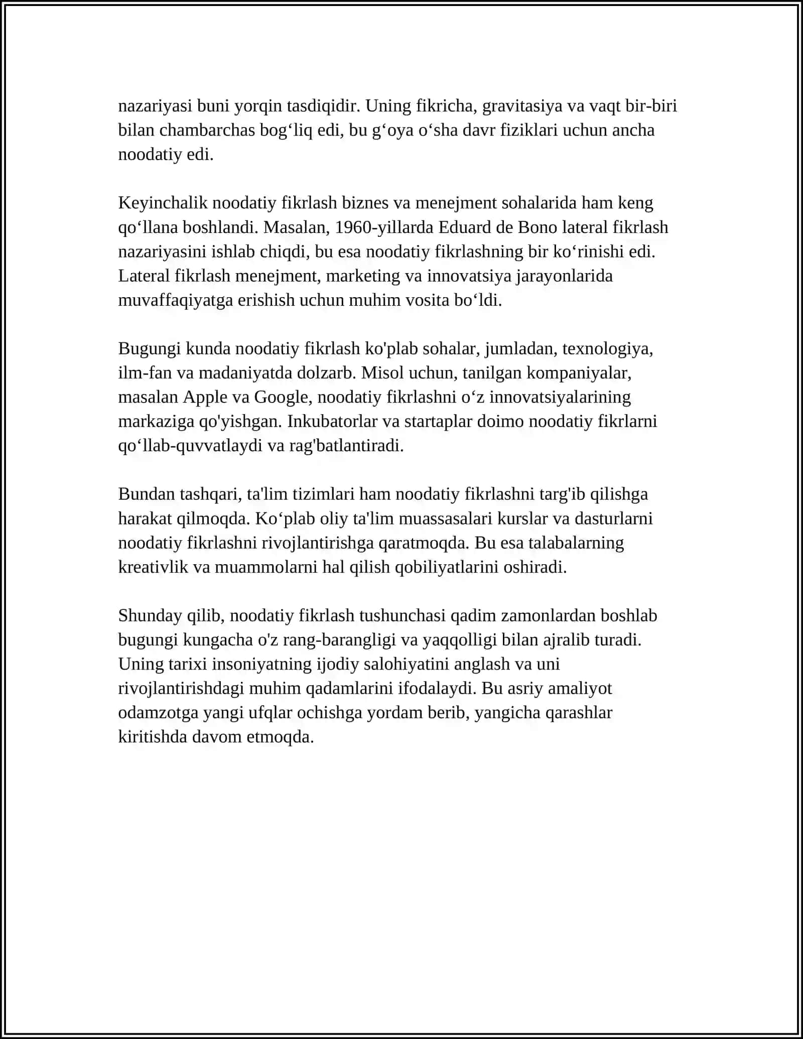 NOODATIY FIKRLASH TAMOYILLARI VA USULLARI 4