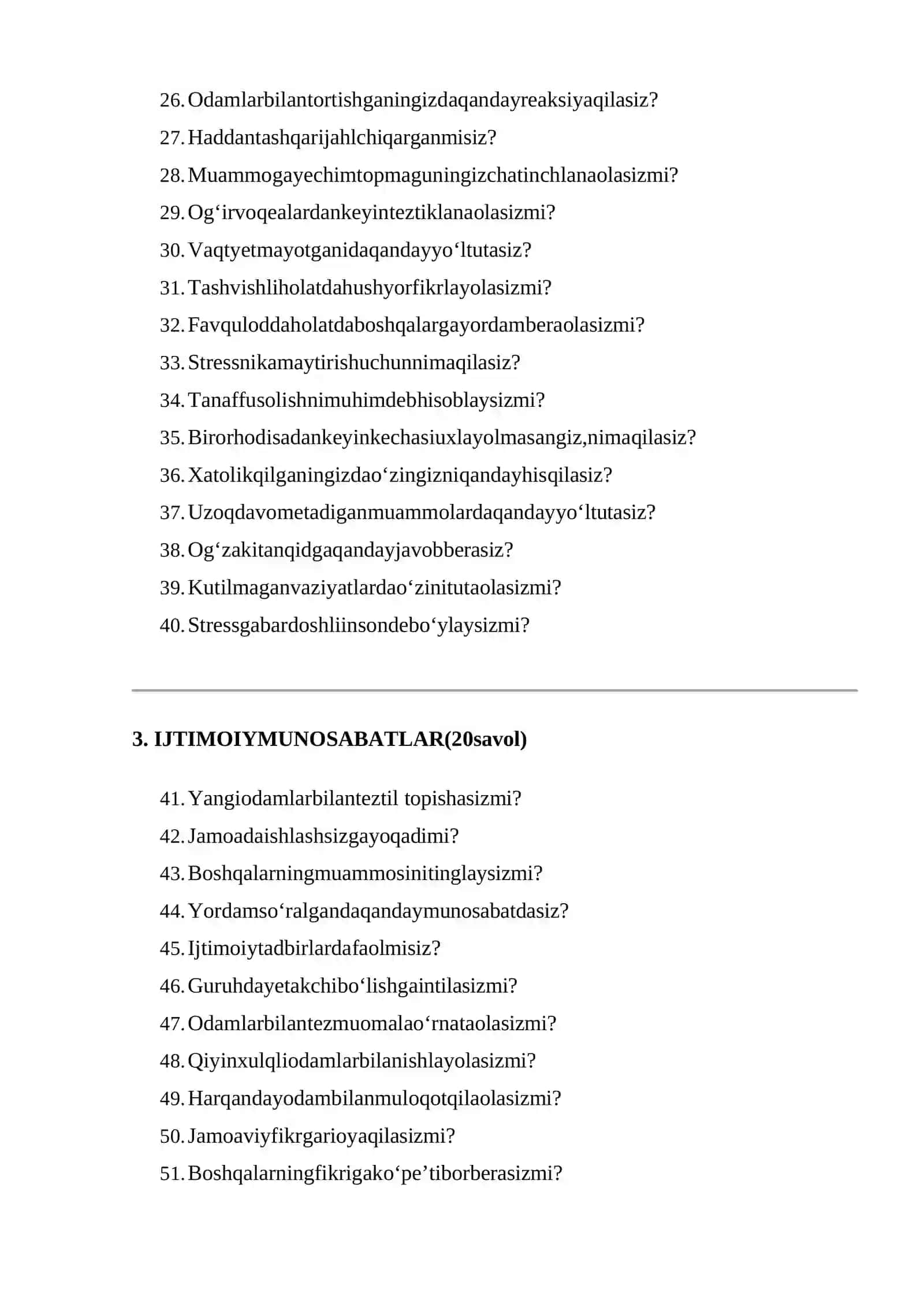 2026-yil Ichki Ishlarga kiruvchilar uchun psixologik testlar toplami 4