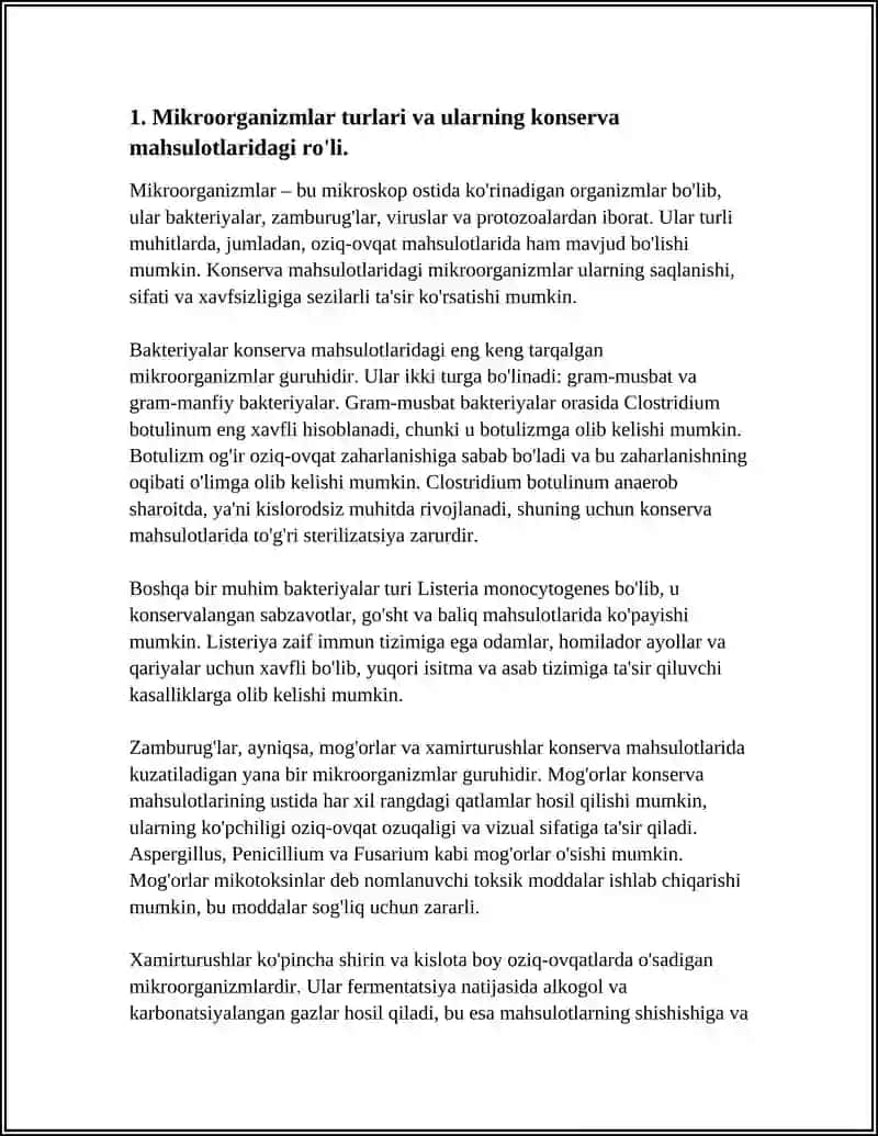 KONSERVA ISHLAB CHIQARISHDAGI MIKROBIOLOGIYADA MIKROORGANIZMLARNING RO'LI 4
