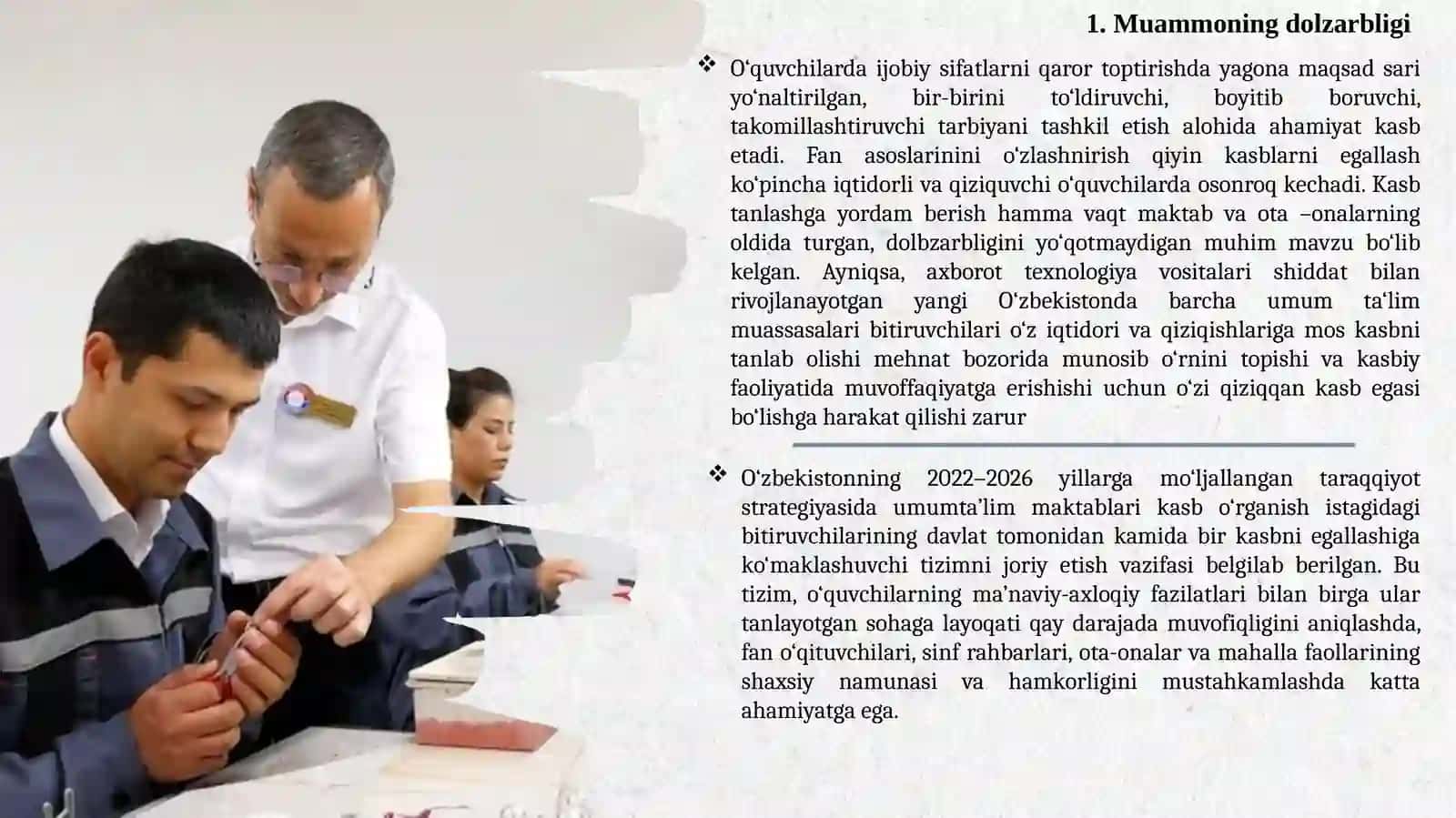 O'quvchilarni kasbga yo'naltirib o'qitish,o'qitish ishlari samaradorligini oshirish 4