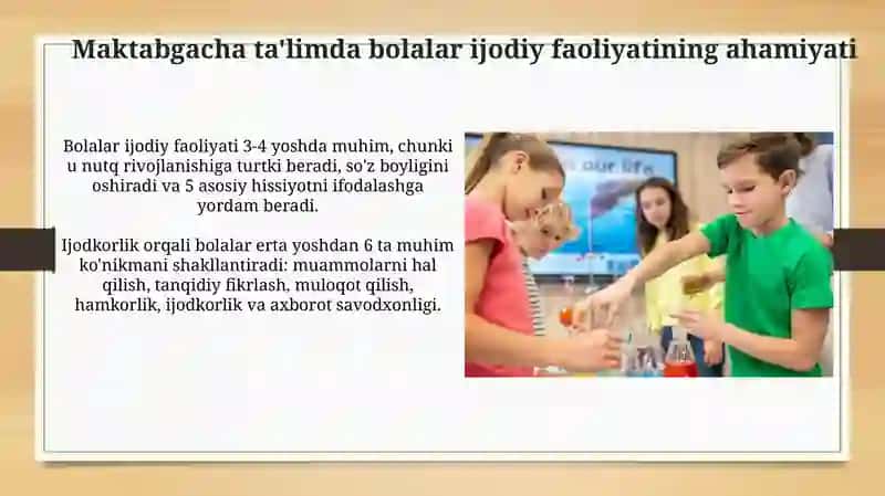 Maktabgacha ta'limni bolalarni ijodiy faoliyatini tashkil qilish tehnalogiyasi (o'rta guruh ) 4