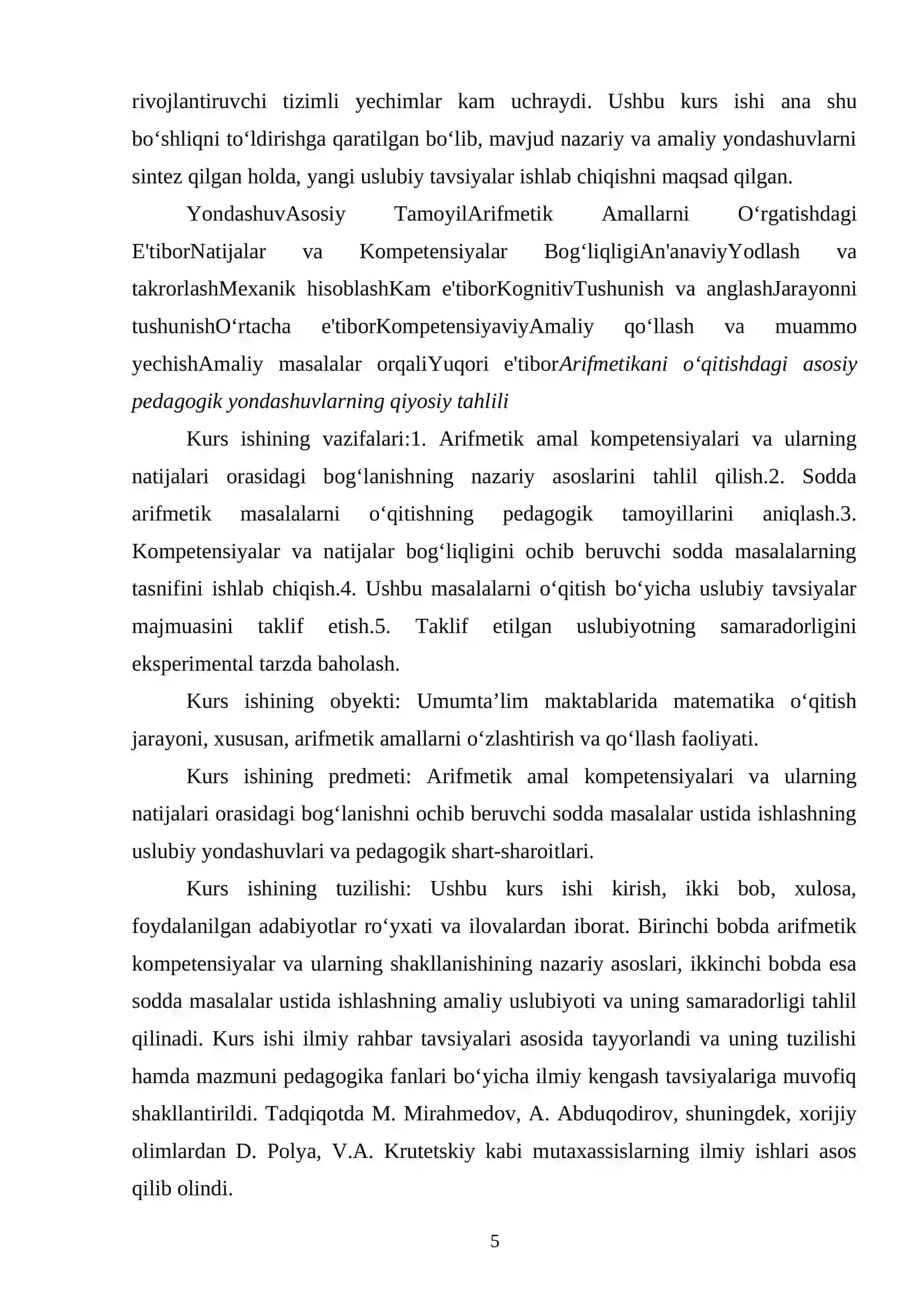 Arfimetik amallar kompetensiyalari va natijalari orasidagi bogʻlanishni ochib beruvchi sodda masalalar ustida ishlash uslubiyoti 4