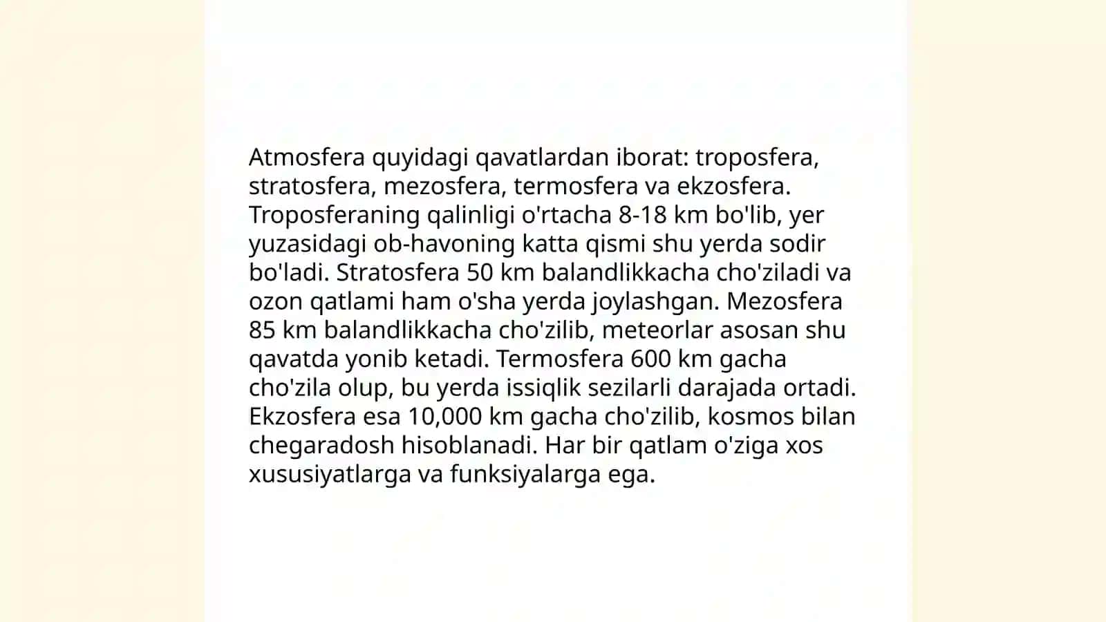 Atmosfera qavatlariga taʼrif 4
