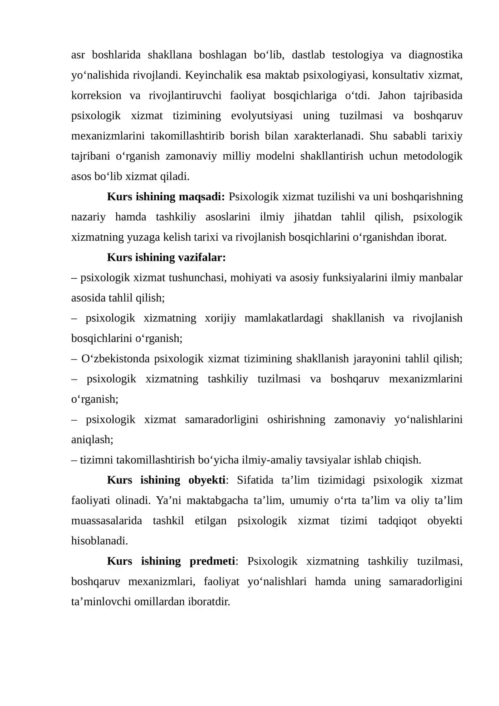 PSIXOLOGIK XIZMAT TUZILISHI VA UNI BOSHQARISH. PSIXOLOGIK XIZMATNING YUZAGA KELISH TARIXI 4