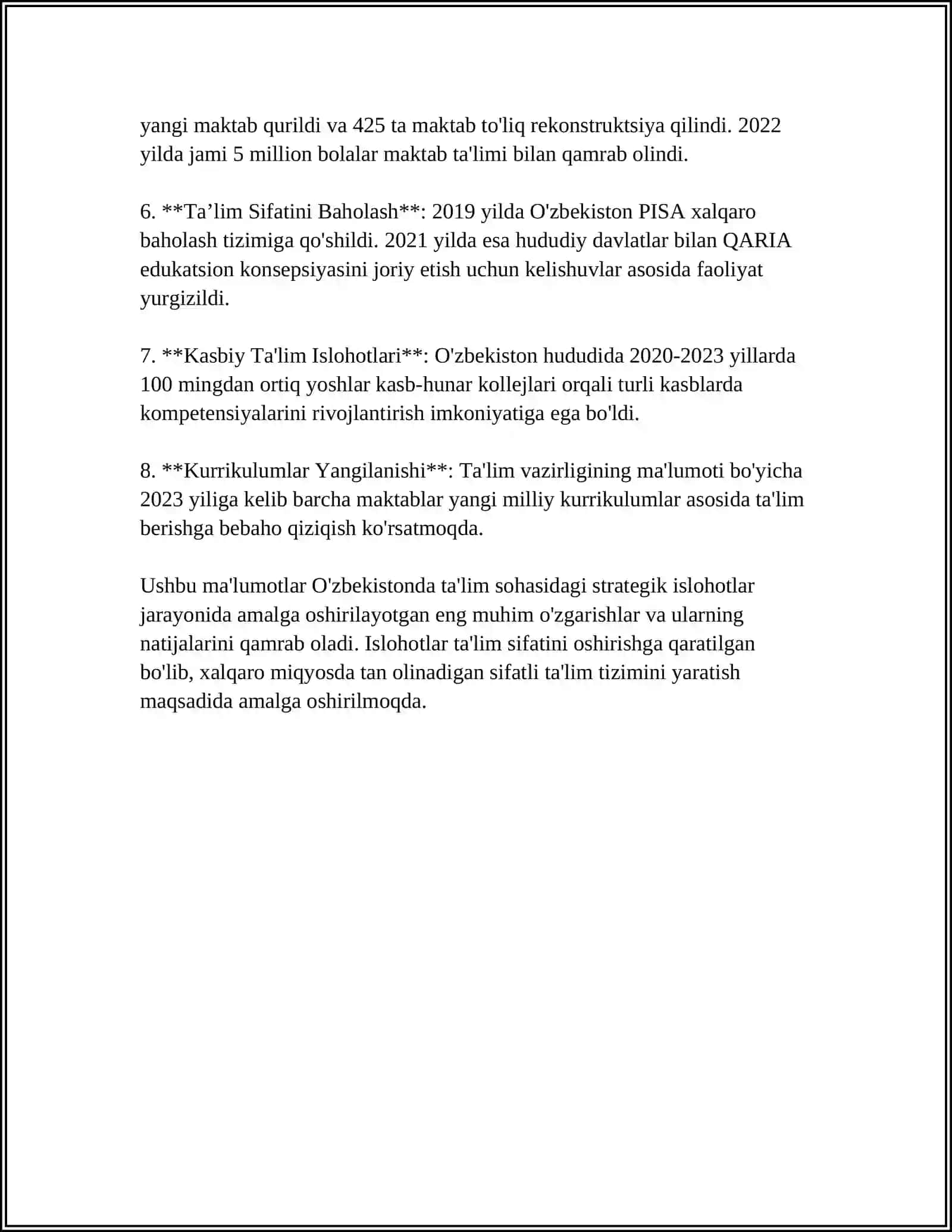 ÕZBEKISTONDA IJTIMOIY SOHADA AMALGA OSHIRILAYOTGAN ÕZGARISHLAR MAZMUN VA MOHIYATI 4