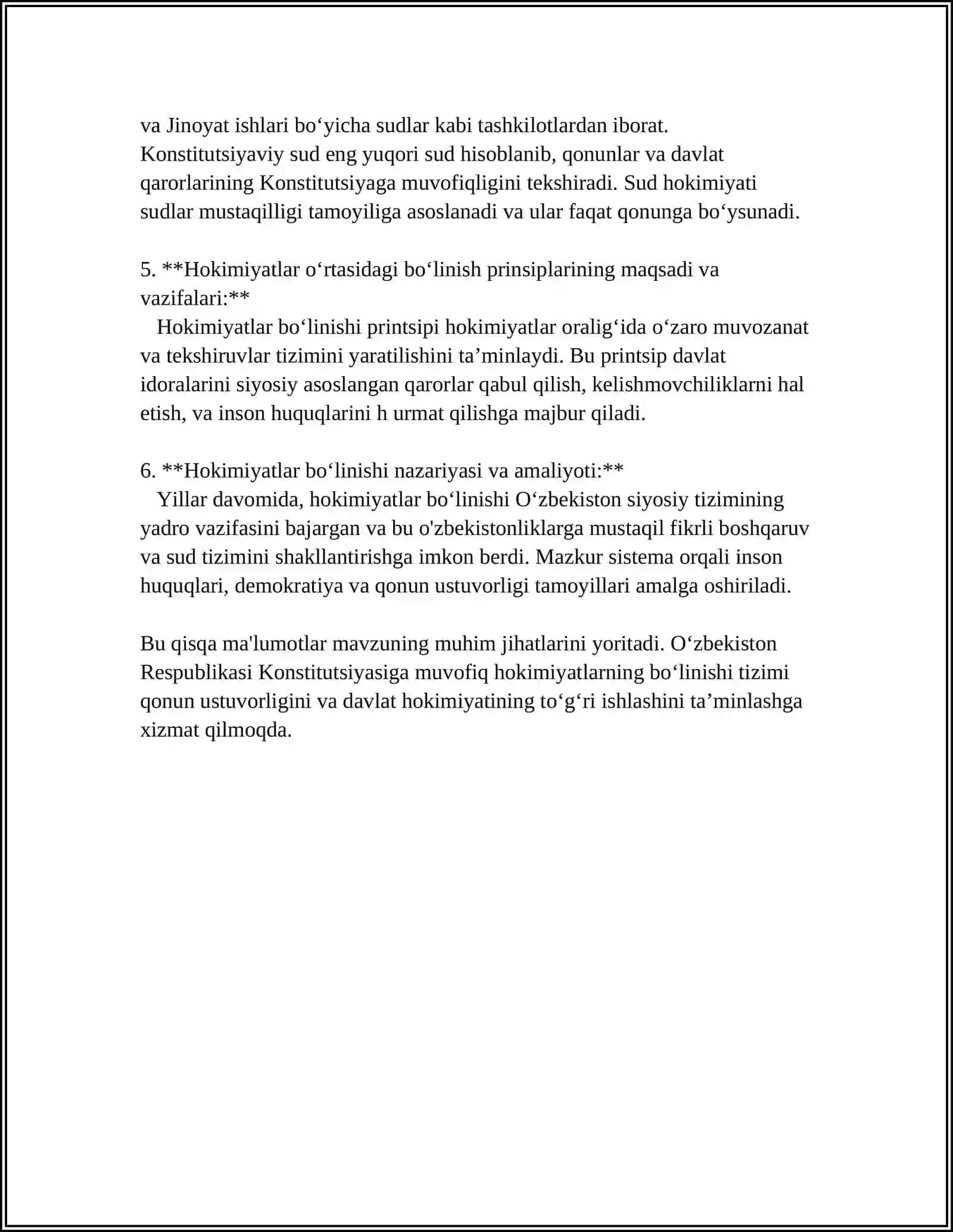 MUSTAQIL O‘ZBEKISTONDA HOKIMIYATLAR BO‘LINISHI PRINSIPI 4
