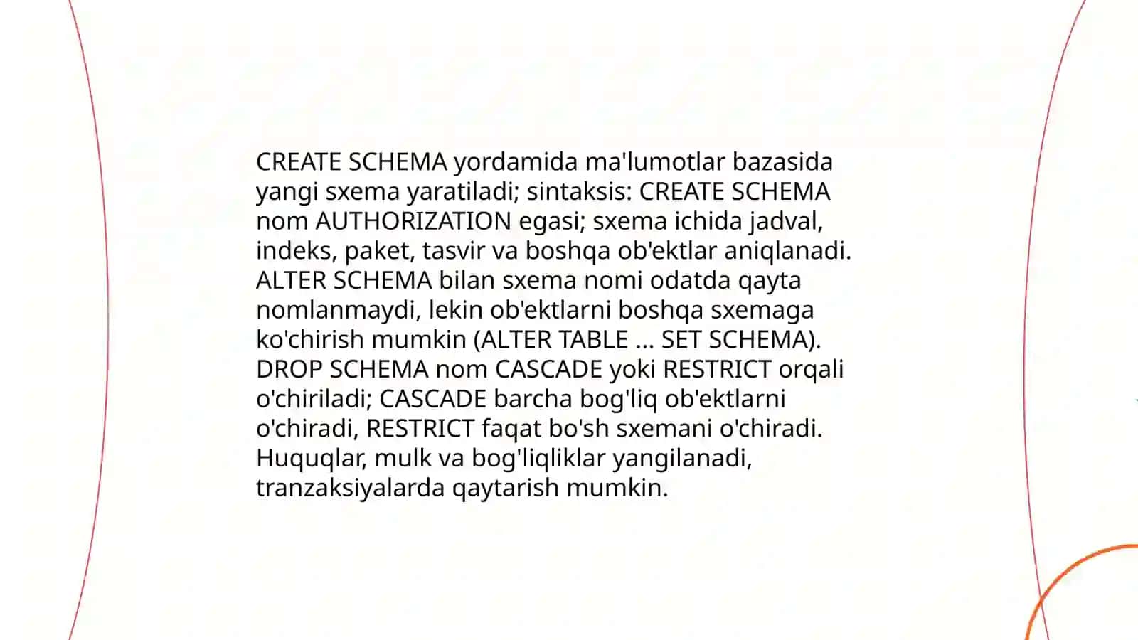 Sxemalar va ma'lumotlar bazasi foydalanuvchilari 4