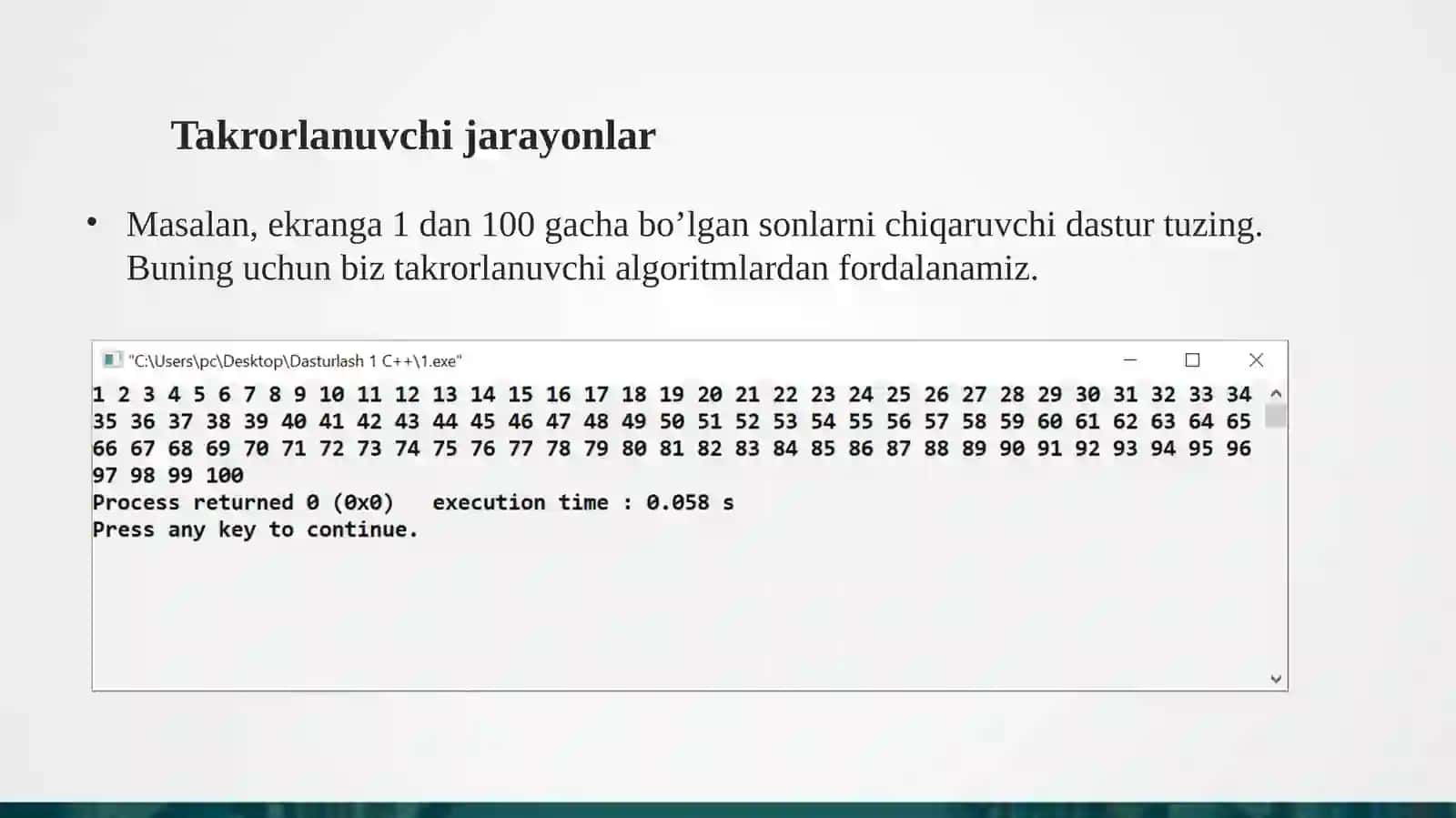 Takrorlanuvchi hisoblash jarayonlari 4