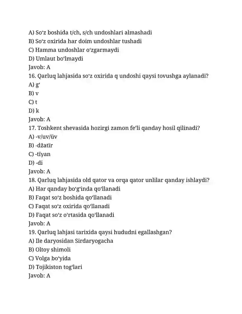 Qipchoq Lahjasi savollar to‘plami 4