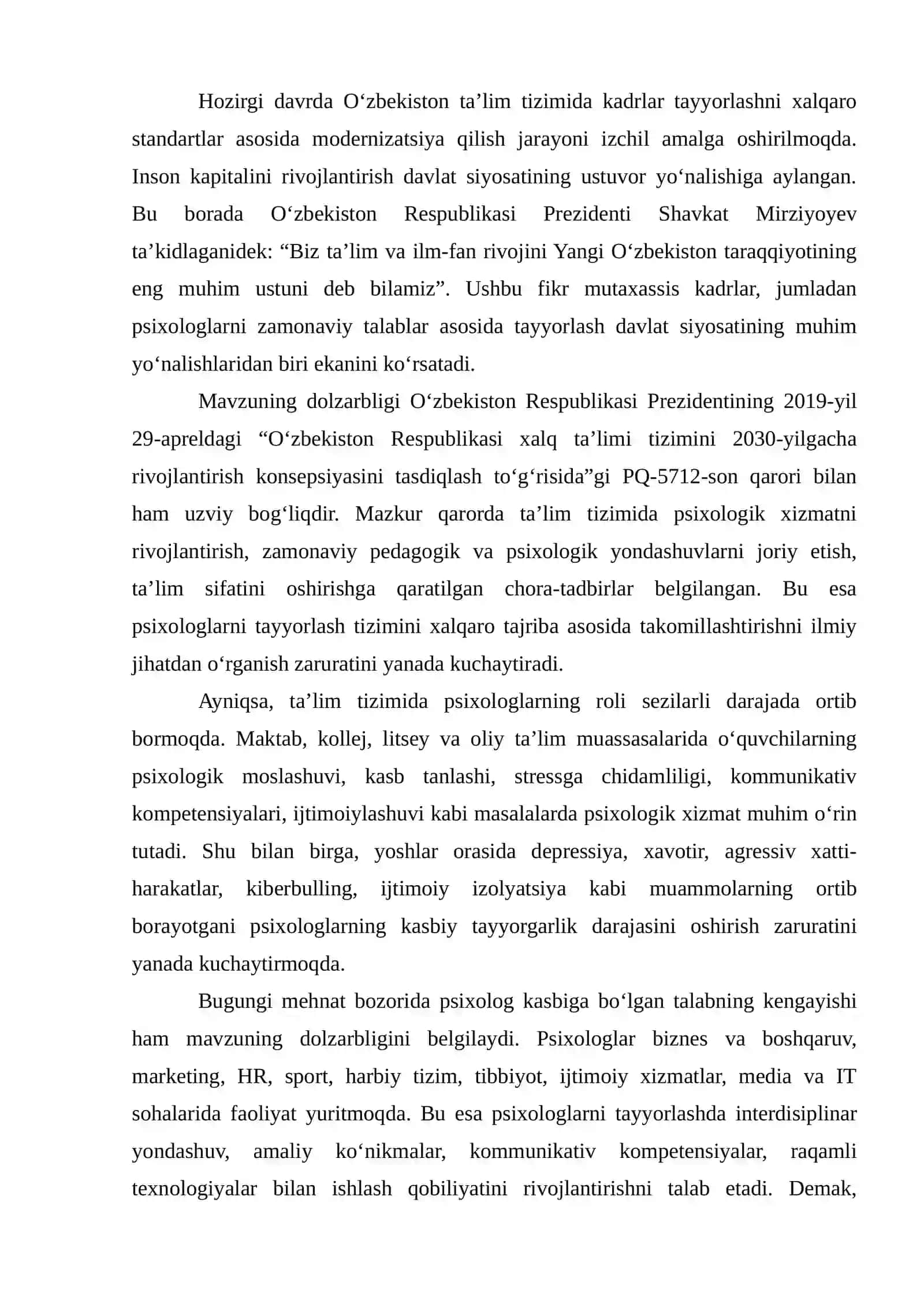 G‘ARB MAMLAKATLARI VA MDHDA MUTAXASSIS PSIXOLOGLARNI TAYYORLASHNI SIFATINI OSHIRISH JIHATLARI 4