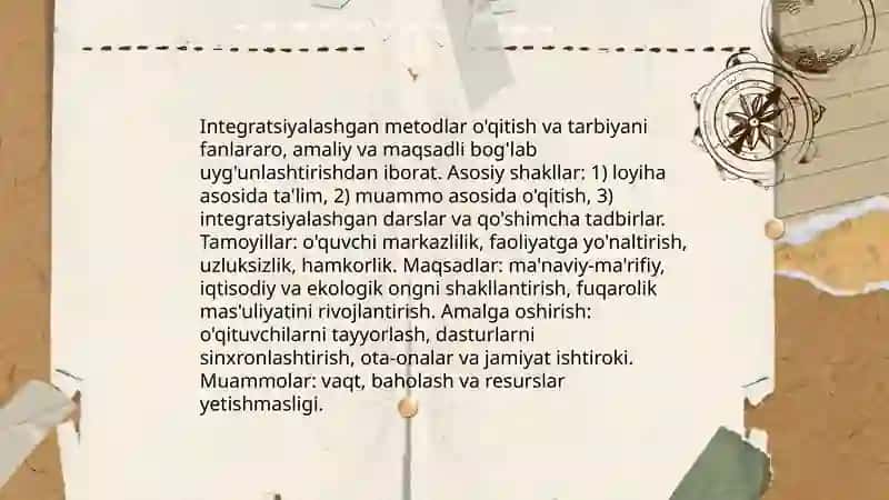 Tarbiyaning umumiy metodlari. Iqtisodiy va ekologik tarbiya. Fuqarolik tarbiyasi 4