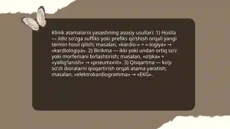 Klinik terminologiya kirish klinik atamalar yasash usuli suffikatsiy va prefiksatsiya 4