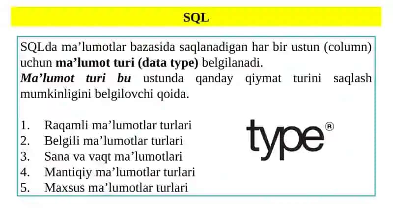 SQL tartiblangan so’rovlari asoslari 4