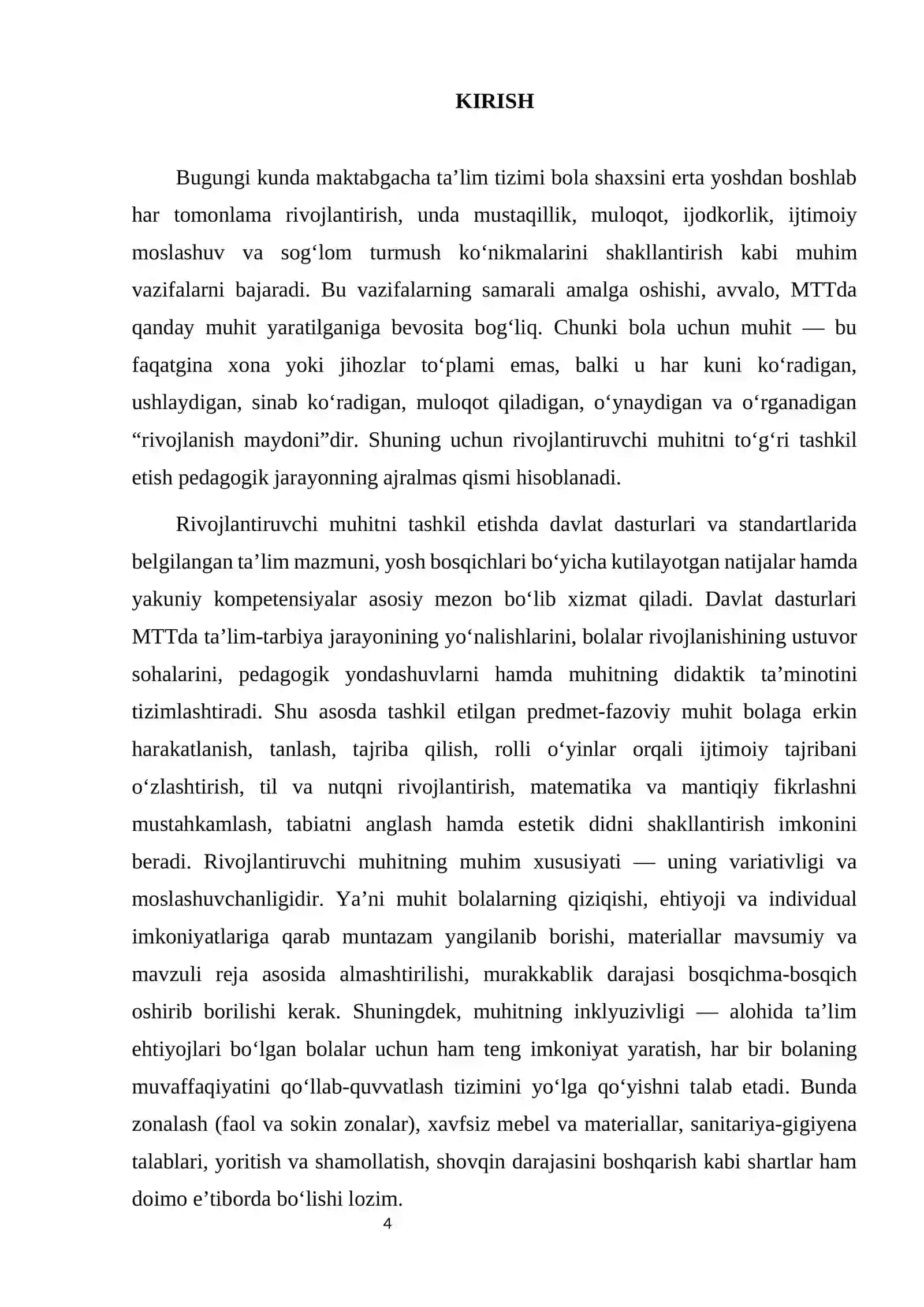 "Maktabgacha ta'limda davlat dasturlari asosida rivojlantiruvchi muhitni tashkil etish" 4