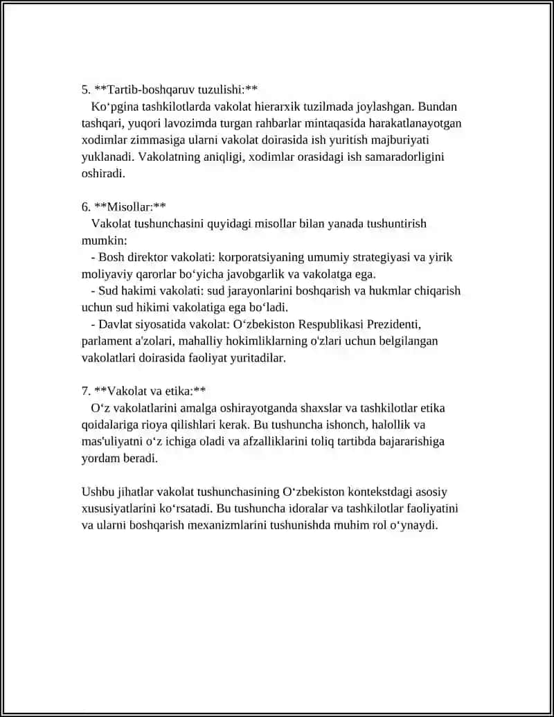 Vakolat va Masulyat Tushunchalari 4