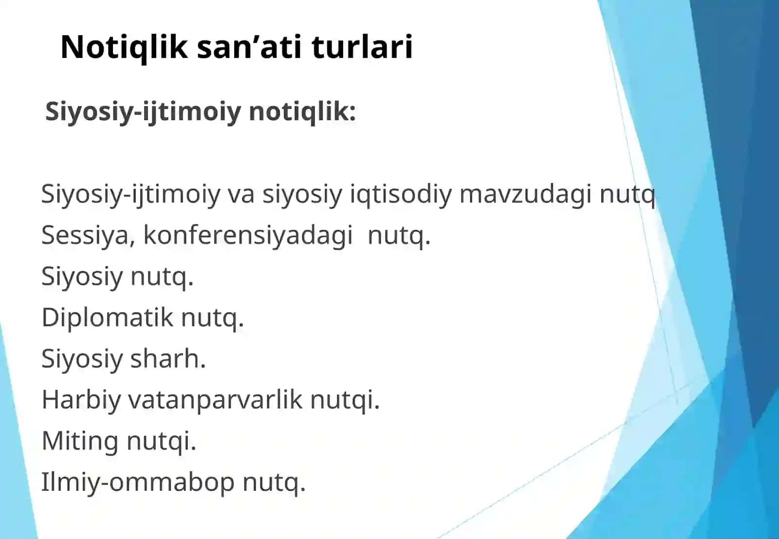 Notiqlikning ko'rinishlari 4