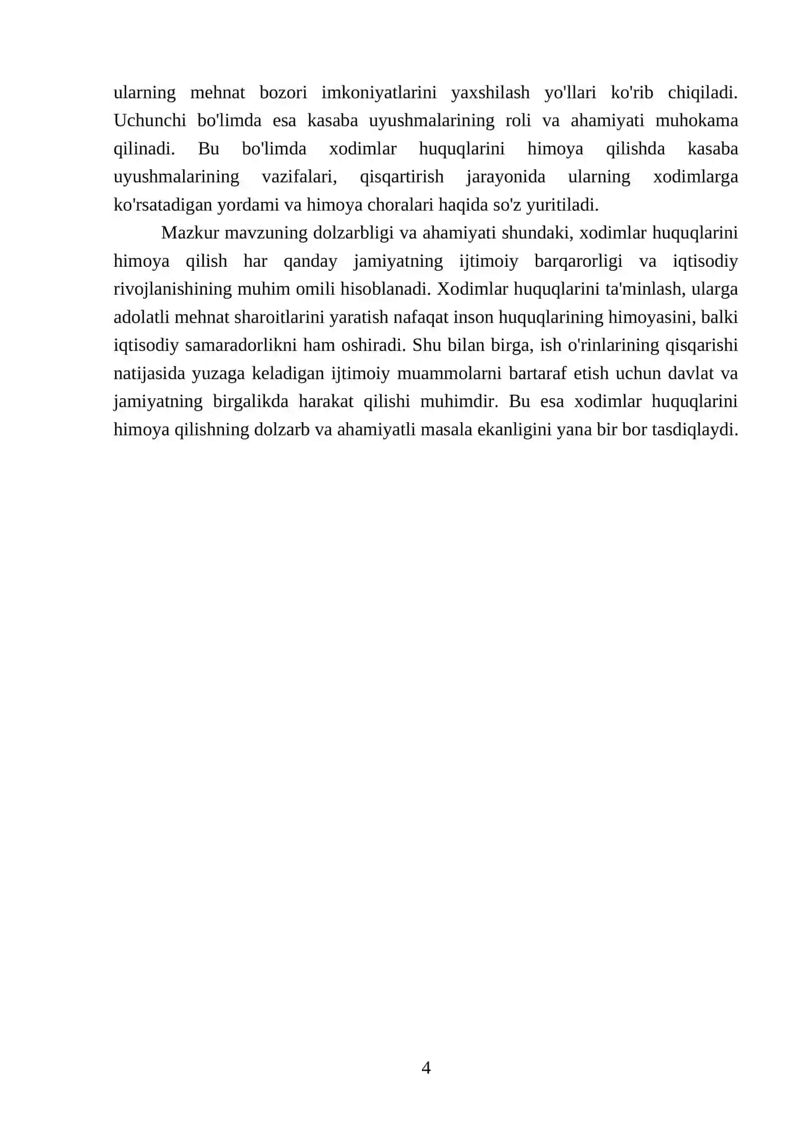 Xodimlar huquqini himoya qilish ish o'rinlarining qisqarishi 4