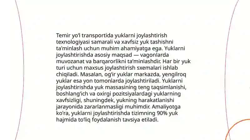 Avtomobil qism va boʻlinmalarini temir yoʻl transportida tashish 4