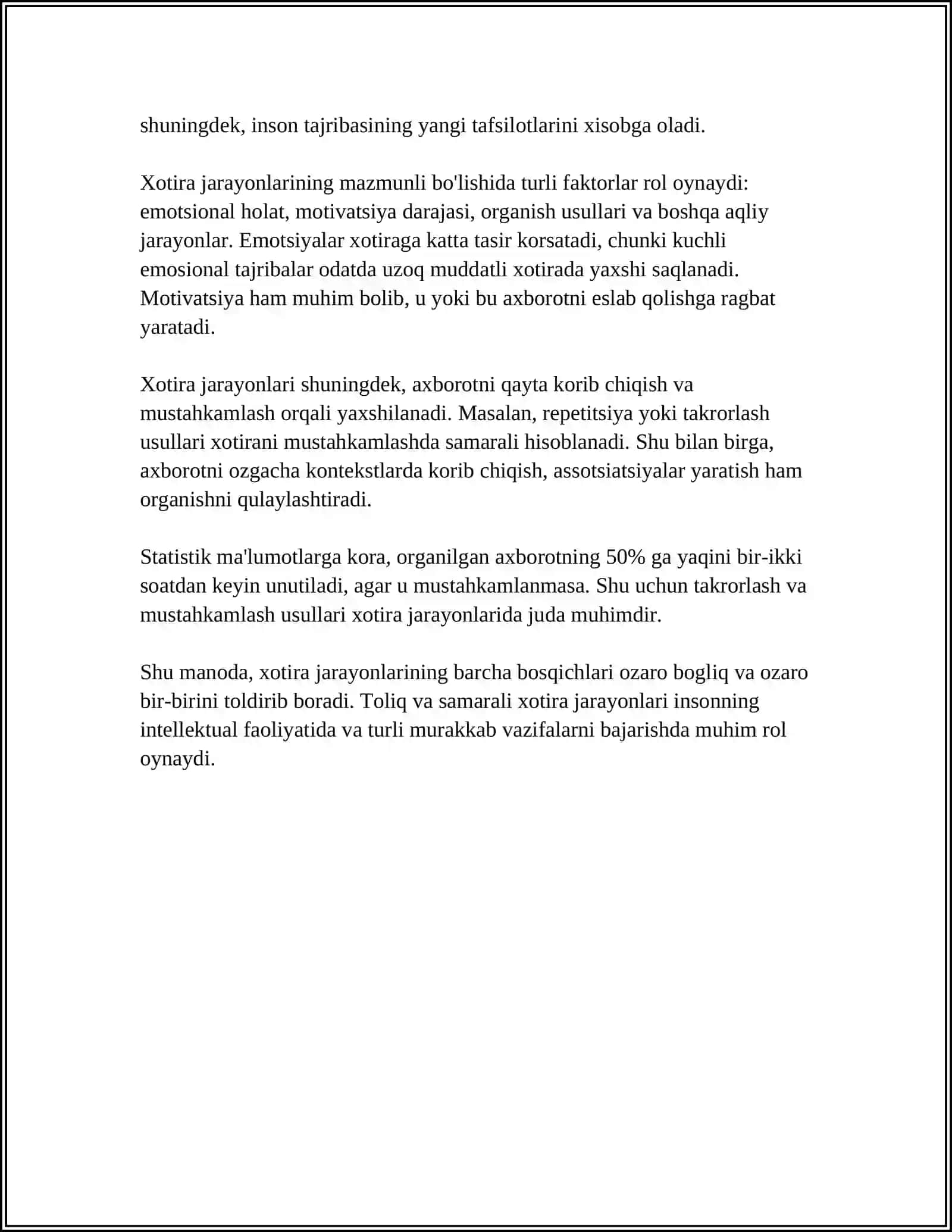 Xotira jarayonlari va uning turlari 4