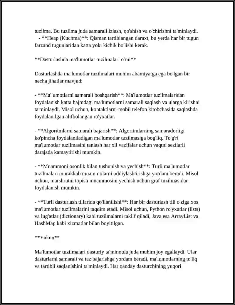 MA'LUMOTLAR TUZILMASINING O'RNI VA AHAMIYATI 4