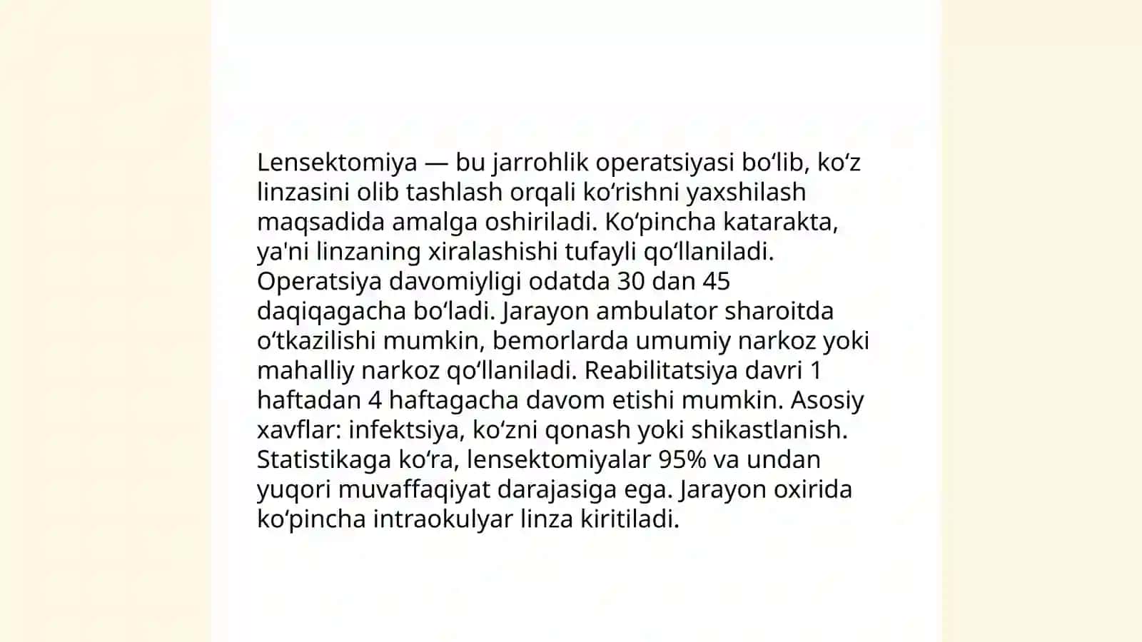 Lensektomiya jarrohlik usuli 4