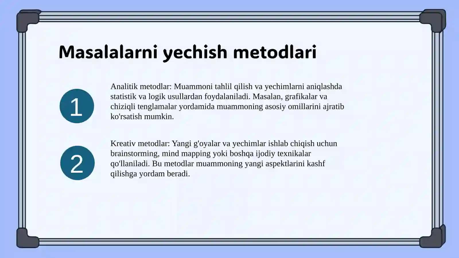Sodda masalalarni yechish va ular ustida ishlash metodikasi 4