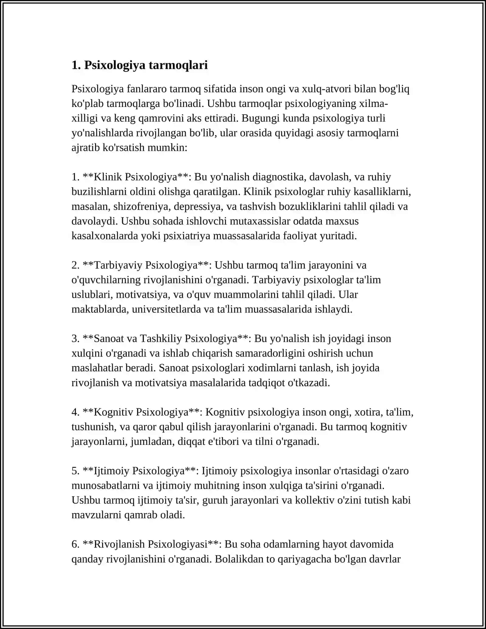 PSIXOLOGIYA TARMOQLARI VA PSIXOLOGNING KASBIY FAOLIYATI 4