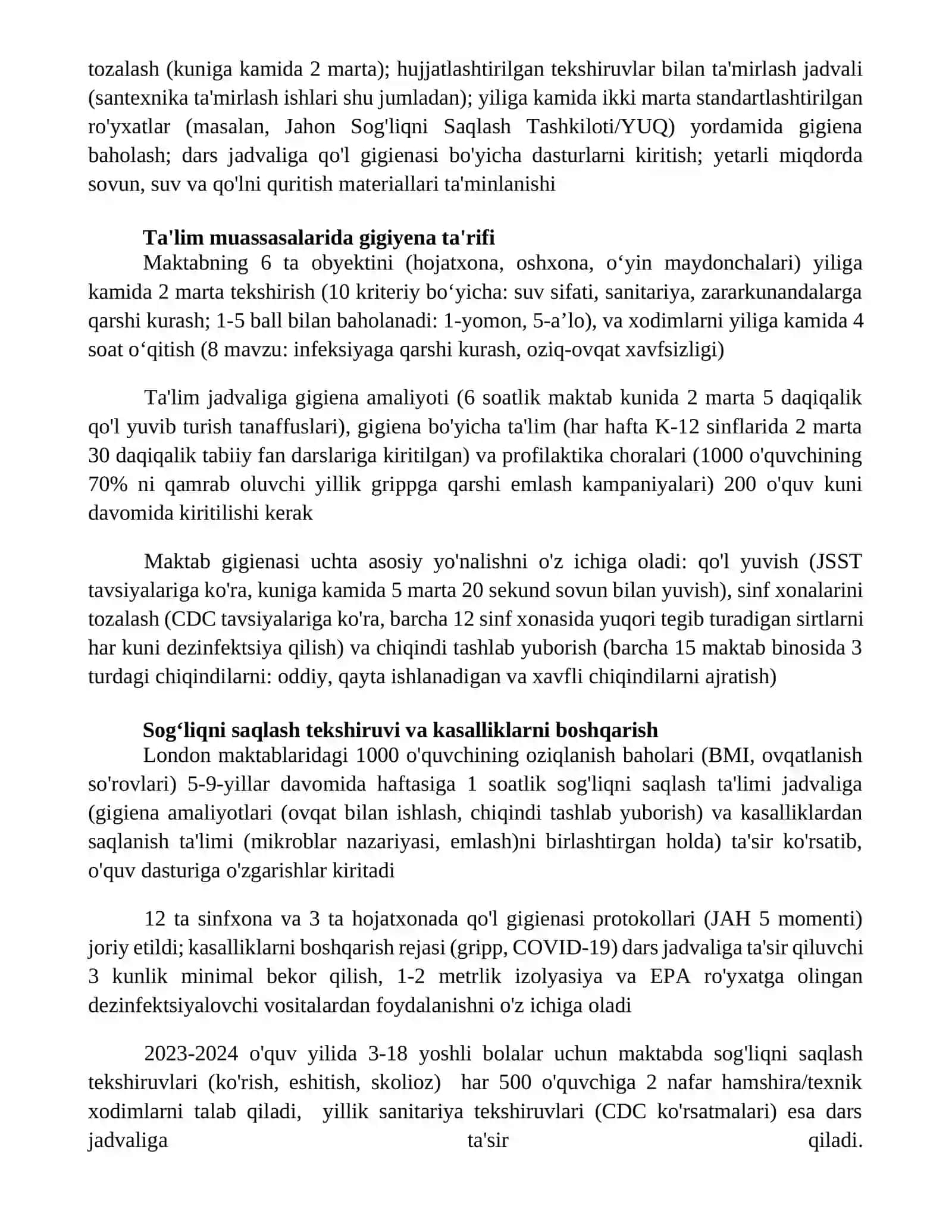 Gigiyena va ta'lim muhitining optimallashtirish strategiyasi 4