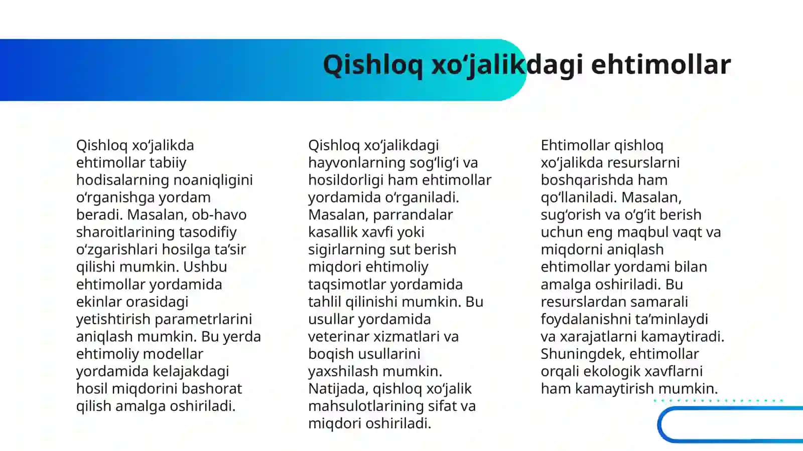 EHTIMOLLAR NAZARIYASINI MARKAZIY LIMIT TEOREMASINI QISHLOQ XO‘JALIK MASALALARINI YECHISHGA QO‘LLANILISHI 4