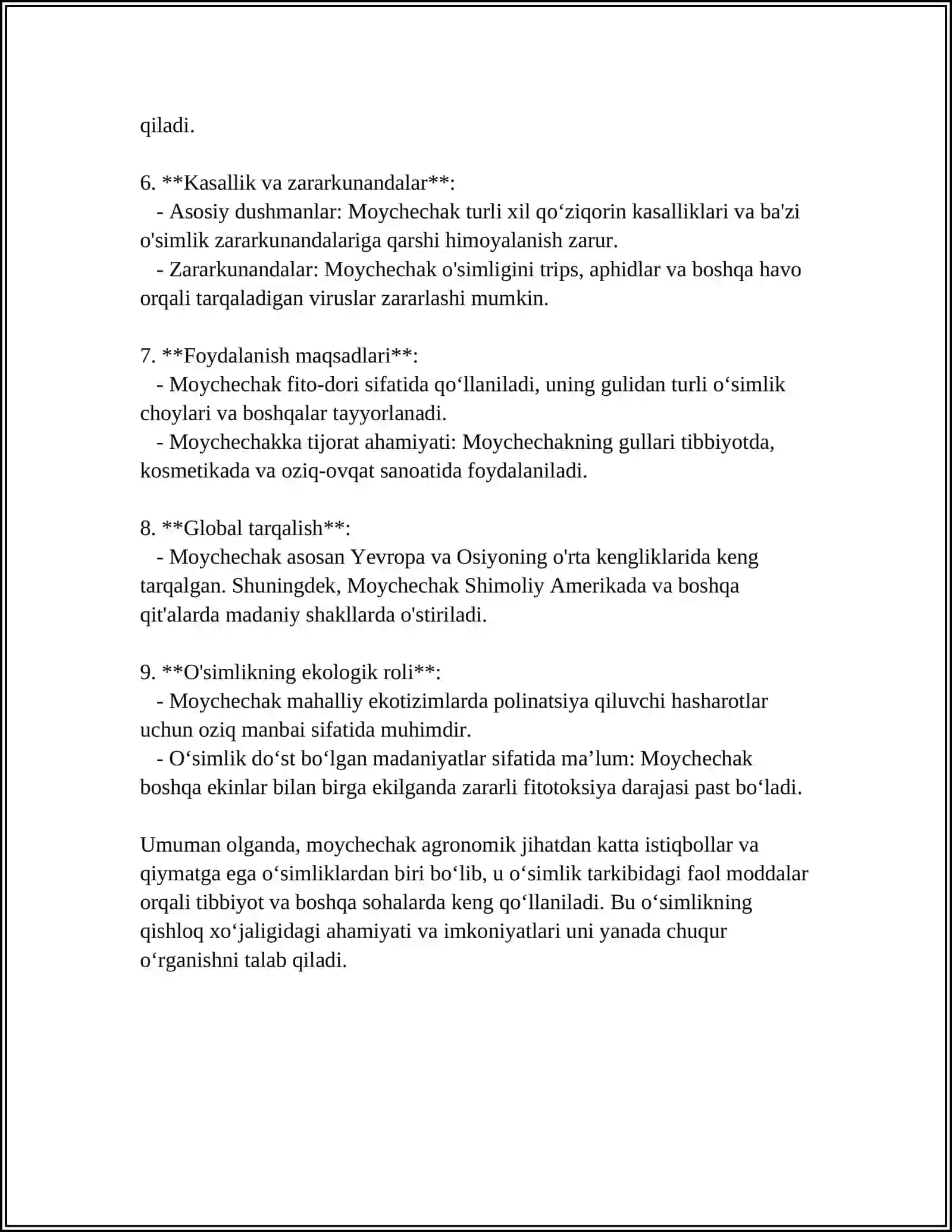 DORIVOR MOYCHECHAK OʻSIMLIGINI YETISHTIRISH TEXNOLOGIYASI 4