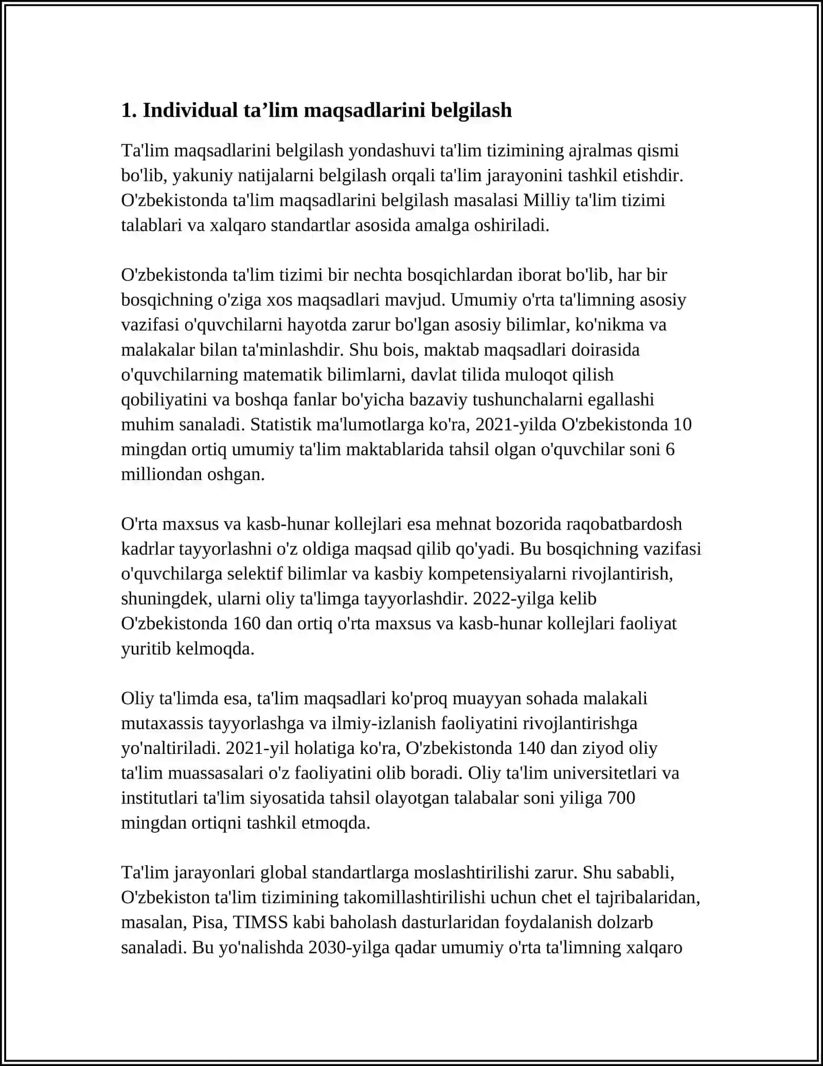 IMKONIYATI CHEK-LANGANBOLALARINI O‘QITISHDA TA’LIMMAQSADLARINI BELGI-LASHNINGAHAMIYATI 4